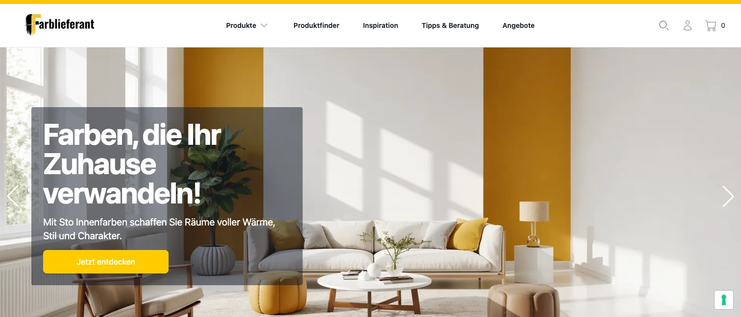 Farblieferant — home page and product categories