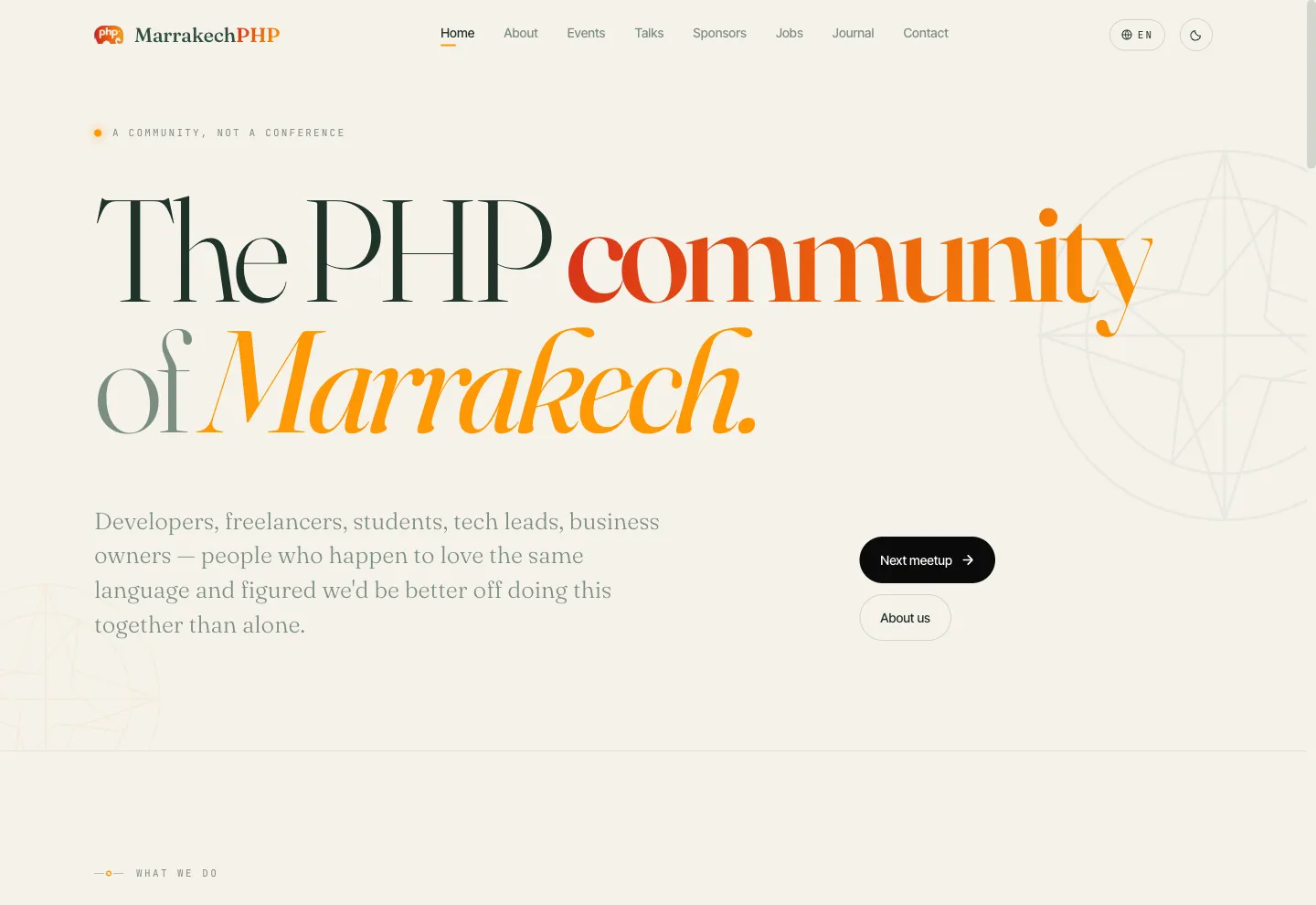 Home page of the MarrakechPHP meetup site